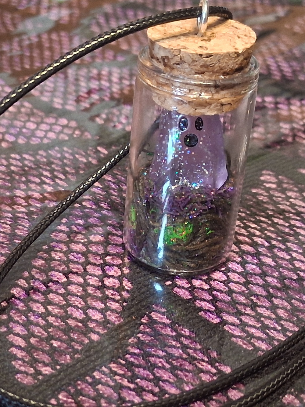 Handmade Ghost In A Bottle Sparkly Glow In The Dark Necklace